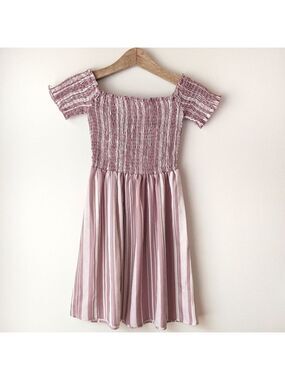 Show Me Your Mumu Mini Dress Off the Shoulder Striped Smocked Boho Pink Size XS